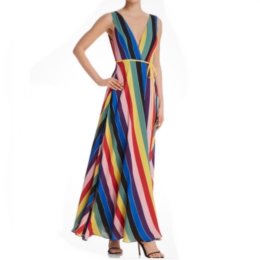 Bloomingdale’s AQUA LUXE  Rainbow Wrap Maxi Dress size small